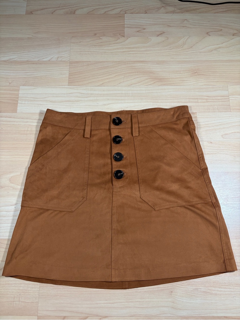 Suede Mini Skirt in Cognac
